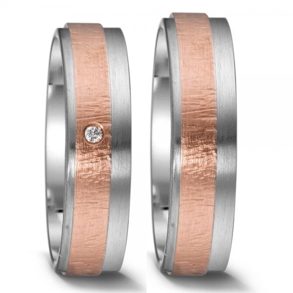 Weidner Trauringe Weiss-Rotgold 62177 + 72177